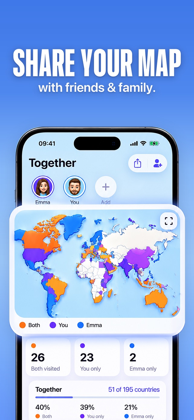 Together: a combined travel map with Emma